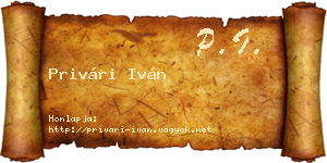 Privári Iván névjegykártya